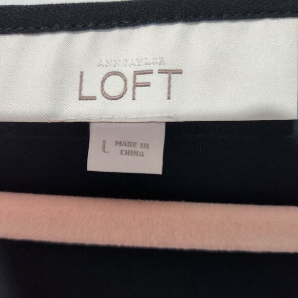 Ann Taylor LOFT Women's Black Sheer Button Down Long Sleeve Blouse Top - Large - Picture 2 of 6